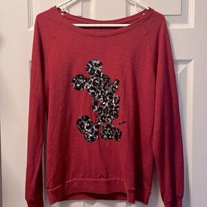 Disney Parks Dark Red & Sequin Mickey Mouse Shirt, sz M